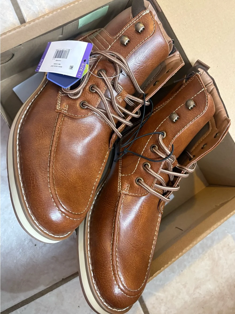Steve Madden Men's Brown Lace-Up Side-Zip Boots